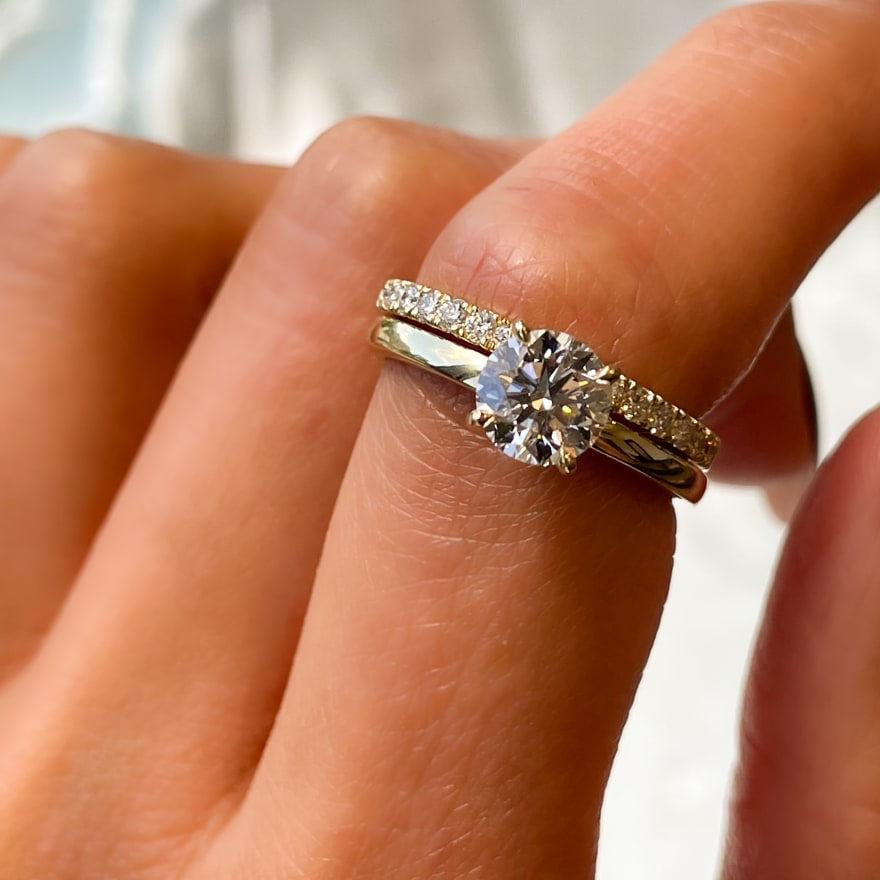 Plain engagement ring with diamond wedding band 2025